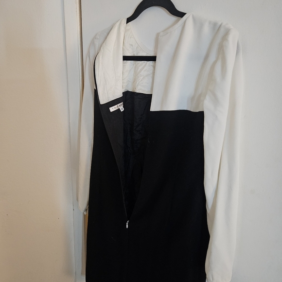 Trina Turk Color-Block Black/White Sheath Long-sleeved Dress size 4 EUC - Picture 8 of 8